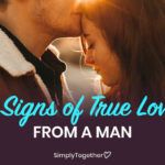 two people kissing each other with the words signs of true love from a man