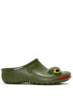 khaki frog face hand-painted design waterproof round toe slip-on style branded insole Frog Face, Insole Design, High Heel Rain Boots, Sandals Outfit, Shoe Boot Sandals, Jw Anderson, Slides Shoes, Mules Shoes, Leather Top