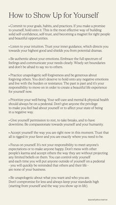 How to Show Up for Yourself - Simple Guide. Give the world the most beautiful gift you can offer - your unapologetic and authentic self. Only by truly committing to yourself can you begin your journey towards self-respect and personal fulfillment, and that will be reflected back to you through external experiences. #selflove #selfcare #mindfulliving #innerbeauty Committing To Yourself, How To Self Reflect, Commitment To Yourself, How To Be Your Authentic Self, How To Be Authentic Self, How To Show Up For Yourself, How To Be Authentic, Self Commitment, How To Heal Yourself