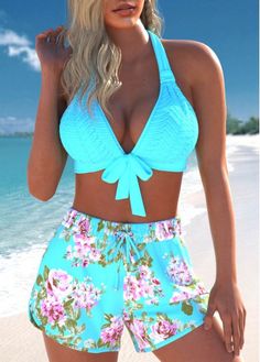 Color:Cyan;Size:XS;Size:S;Size:M;Size:L;Size:XL;Size:XXL;Bra Style:Padded;Support:Wire Free;Pad Style:Removable;Strap Style:Adjustable;Package Contents:1 X Bra , 1 X Shorts;Occasion:Sport; Yellow Tankini, Cruise Clothes, Elegant Dresses Plus Size, Pretty Swimwear, Beach Bridesmaid Dresses, Trendy Swimsuits, Plaid Outfits, High Waisted Swim, Bra Style