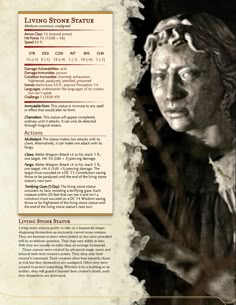 an image of a website page for living stones state, with information about the statue