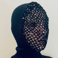 Full Face Covering Crochet Balaclava Mesh Mask Knitted Mask | Etsy Turkey Rabbit Balaclava, Sequins Crochet, Ski Mask Fashion, Balaclava Aesthetic, Balaclava Crochet Pattern, Crochet Masks, Knitted Mask, Crocodile Mask, Gothic Crochet