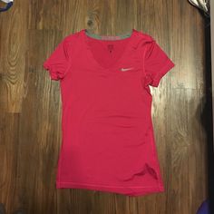 Pink Nike Pro Athletic Shirt Size Medium. Never Worn. Very Stretchy. Nike Fitted Short Sleeve Top, Nike Pink Long Sleeve Tops, Nike Pink Training Tops, Nike Dri-fit T-shirt For Workout, Nike Workout T-shirt For Spring, Pink Nike Pros, Sporty Pink Nike T-shirt, Pink Nikes, Athletic Shirts