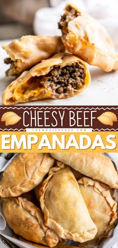 Cheesy Beef Empanadas Cheesy Beef Empanadas, Homemade Pastry Dough, Homemade Empanada Dough, Homemade Empanadas, Sopapilla Recipe, Beef Empanadas Recipe, Empanada Dough