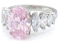 Bella Luce® pink and white diamond simulants 10.31ctw oval and marquise, rhodium over sterling silver ring. Measures approximately 0.81" L x 0.5" W and is not sizable. Diamond equivalent weight is 6.25ctw. Pink Marquise Diamond Jewelry, Luxury Pink Marquise Jewelry, Formal Pink Marquise Diamond Ring, Pink Marquise Diamond Ring With Prong Setting, Pink Oval Cubic Zirconia Jewelry, Pink Oval Fine Jewelry, Fine Jewelry Marquise Pink Gemstone, Pink Marquise Center Stone Jewelry, Pink Oval Diamond Cut Jewelry