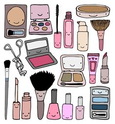 an assortment of cosmetics and makeup products