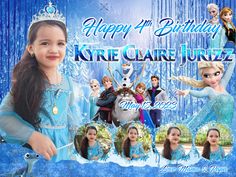 an image of a frozen princess birthday card with the name krisie care furz