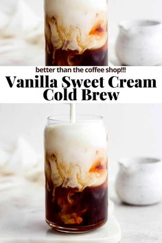 Vanilla Sweet Cream Cold Brew - a delicious summer iced coffee drink made with delicious sweet cream! Dairy-free friendly! Vanilla Sweet Cream Recipe, Summer Iced Coffee, Summer Coffee Drinks, Wooden Skillet, Dairy Free Creamer