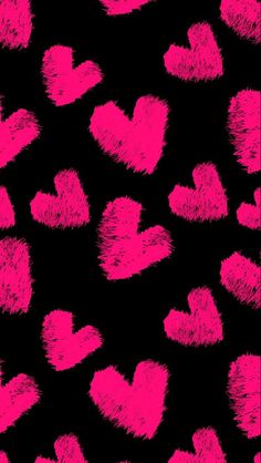 pink hearts drawn on black background