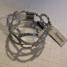 New And Never Worn With Tag. The Bracelet Closes With Magnets Silver Sparkle, Jewelry Silver, Womens Jewelry Bracelets, Crystal Rhinestone, Cuff Bracelet, Silver Jewelry, Magnets, Sparkle, Cuff