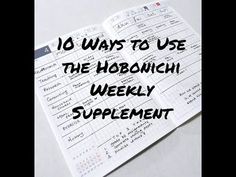 an open notebook with the words 10 ways to use the hobonchii weekly supplement