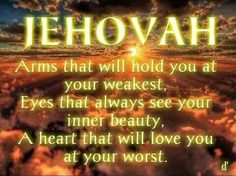 an image with the words jehovahh on it and clouds in the background