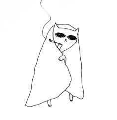 a black and white drawing of a cat wearing a cape