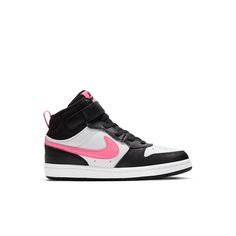 Nike Court Borough Mid 2 BP CD7783-005 Nike Court Borough Mid 2, Court Borough Mid 2, Nike Court Borough, Black White Pink, Nike, Black And White, Sneakers, Pink, White