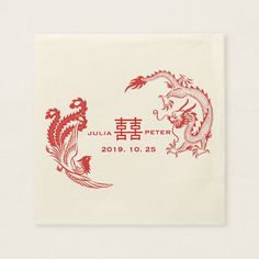 Personalized it to suit your Wedding or Other Celebration. Click the "Customize It" button to go to the design option where you can add text, change the font, text size, text color, text positioning and more. Modern Dragon, Wedding Paper Napkins, Chinese Wedding Invitation, Pattern Package, Chinese Pattern, Graphic Work, Dragon Phoenix, Personalized Paper Napkins