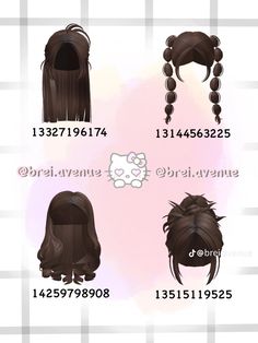 Hair for berry👩🏽 Cute Bloxburg Hair Codes Brown, Berry Avanue Codes Brown Hair, Brunette Berry Avenue Hair Codes, Bloxburg Brown Hair Codes Bun, Berry Avenue Codes Brown Hair Bun, Brown Curly Hair Codes For Berry Ave, Bloxburg Mom Outfit Codes Brown Hair, Berry Avenue Codes Brunette Hair