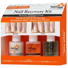 Nail Tek Nail Recovery Kit - Restore Damaged Nails. Using the Nail Tek Nail Recovery Kit daily will strengthen cuticles and nails for healthy nail growth. Kit includes one of each: Foundation II - fills unsightly ridges and nail damage while strengthening the natural nail. Intensive Therapy II - improves weak, thin, soft or peeling nails. Renew Cuticle Oil - nourishes and conditions the cuticle.Kit Contains (1 Each): Nail Tek Foundation (Ridgefiller): Formulation I - use on strong and healthy na Damaged Nails Repair, Bright Summer Acrylic Nails, Nail Care Kit, Peeling Nails, Nail Tek, Emerald Nails, Nail Repair, Damaged Nails, Brittle Nails