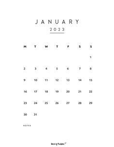 a calendar with the word january on it