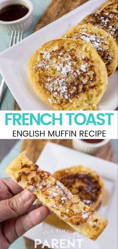 french toast english muffin recipe on a white plate