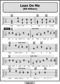 the guitar tab for learn on me, with notes and notations in each section