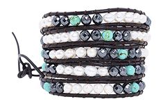 Do you feel most old-fashioned pearl wrap bracelets for women look like hand-me-downs? Are you looking for cute stackable bracelets to stand out in the crowd? This bohemian style pearl beaded wrap bracelet is the perfect, eye-catching piece you need to enhance your jewelry collection. This women's pearl bead wrap bracelet is designed to make a statement and instantly put you on-trend. Casual jeans or formal dress? It does not matter. This cute and stylish pearl leather wrap bracelet is versatile Boho Wrap Bracelet, Layered Bracelet, Chakra Beads, Stackable Jewelry, Wrist Jewelry, Hippie Bracelets, Beaded Wrap Bracelets, Wrap Bracelets, Boho Leather