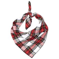 a red and white plaid bandana on a white background