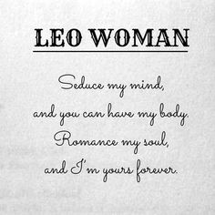 the poem leo woman is written in black ink on a white paper with an image of a