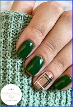 🔔✨ Elevate your holiday glam with our \ Irish Plaid Nails, Autumn Green Nails 2022, Nail Plaid Designs, Easy Plaid Nail Art, Dark Green Plaid Nails, Autumn Tartan Nails, Green Plaid Nails Christmas, Tartan Nail Designs, November Nails Designs Fall Green