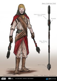 the concept art for star wars character designs, including an image of luke leir