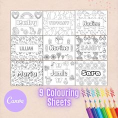 coloring sheets for adults and children with names