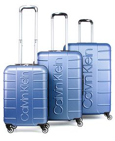 Calvin Klein Bowery 3-Pc. Hardside Luggage Set & Reviews - Luggage Sets - Luggage - Macy's Hardside Luggage Sets, Small Luggage, 3 Piece Luggage Set, Large Luggage, Calvin Klein Bag, Steel Blue