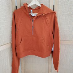 Nwt Lululemon Scuba Oversized Half-Zip Hoodie Jacket Buoj Burnt Orange Size Xs S Condition: New With Tag No Trades Offers: No Lowball Offers Please Home: Comes From A Non-Smoking Home Fall Workout Hoodie With Zipper Closure, Orange Hoodie, Half Zip Hoodie, Lululemon Scuba, Hoodie Jacket, Half Zip, Burnt Orange, Color Orange, Zip Hoodie