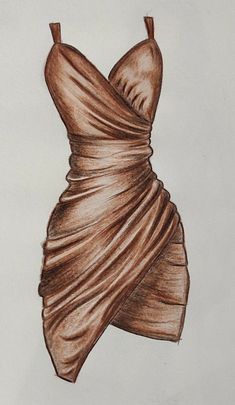 a drawing of a dress on a piece of paper that has been drawn with colored pencils