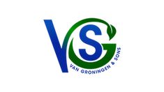 the logo for van gronningen & sons is shown in blue and green