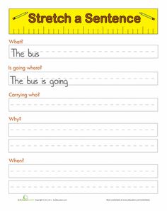 a worksheet with the words stretch a sentence