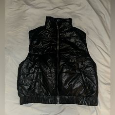 Never Worn. Size Is An Xxl But Fits Like A L Casual Black Outerwear For Night Out, Leather Puffer Vest, Leather Puffer, Puffer Vest, Puffer, Jackets & Coats, Jackets For Women, Product Description, Leather