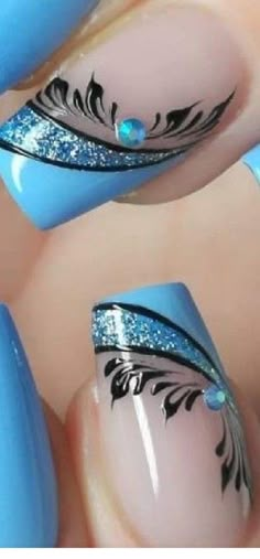 Nails Design Tips Only, Fabulous Nails Summer, Most Beautiful Nails, Vibrant Nail Designs, Nails Nail Art Designs, Blue Nail Art Designs, Fancy Nail Art, Inspiration Nails, Nail Tip Designs