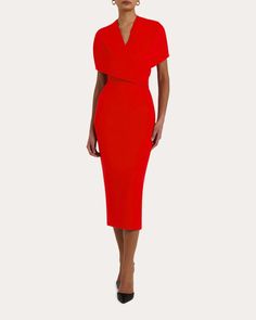 Safiyaa Flora Crepe Midi Dress | OLIVELA Drape Top, Flora Dress, Crepe Midi Dress, Sleeve Gown, Cherry Dress, Evening Tops, Large Clothes, Draped Top, Gowns With Sleeves