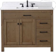 a bathroom vanity with two sinks and one cabinet