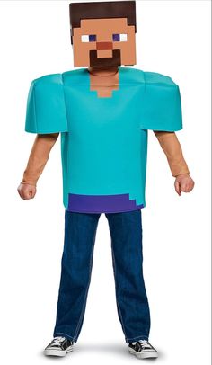 Steve Classic Minecraft Halloween Costume Minecraft Steve Halloween Costume, Minecraft Halloween Costume, Steve Costume, Minecraft Halloween, Minecraft Costumes, Boys Costumes, Classic Halloween Costumes, Minecraft Steve, Boy Halloween Costumes