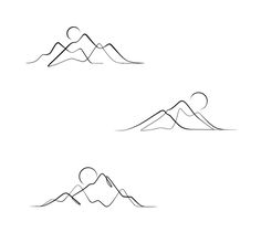 three mountains are shown in black and white