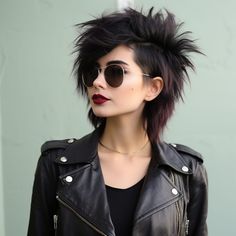 Glam Rocker Crop short weird haircut Kelly Osborne Haircut, Gothic Haircuts Medium, Gothic Short Hairstyles, Transwomen Hairstyles, Medium Punk Hairstyles, Funky Short Hair Color Ideas, Very Short Punk Hair, Rock Star Haircut For Women, Short Punk Hairstyle Women