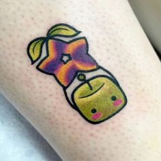 Tattoo by @spooky.sara on Instagram, who is based in Kennesaw, Georgia, USA Junimo Tattoo Stardew Valley, Stardew Tattoo, Stardew Valley Stardrop, Stardew Valley Tattoo, Game Tattoo Ideas, Cartoon Flash, Game Tattoo, Kennesaw Georgia, Video Game Tattoos