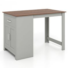 an office desk with two drawers and a cabinet