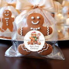 two gingerbreads in plastic bags on a table