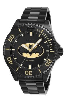 Be part of Invicta history with this superb renewed timepiece. Our experts take great care in inspecting and servicing all renewed pieces in order to offer a precise, long-lasting watch for you to enjoy. This eye-catching Invicta watch from the DC Comics collection is powered by a Automatic movement, and a solid black case. Its face is decorated by a black, metal dial, and protected by a sturdy Mineral Crystal. A black, stainless steel band completes this timepiece that can resist water for up t Dc Comics Collection, Invicta Watches Women, Dc Comics Women, Mens Invicta Watches, Best Watches For Men, Invicta Watches, Comic Collection, Women's Watches, Men's Watches