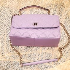 Lilac, Brand New Never Used Gift And Its Gorgeous I Just Don't Use Purses. Quilted Leather Has Pocket Chic Purple Shoulder Bag, Chic Purple Top Handle Shoulder Bag, Elegant Purple Shoulder Bag With Detachable Strap, Elegant Purple Top Handle Shoulder Bag, Chic Purple Shoulder Bag With Detachable Strap, Kate Spade Purple Bags, Elegant Lavender Formal Bag, Kate Spade Purple Rectangular Bag, Kate Spade Purple Evening Bag