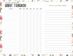 habit tracker printable black and white