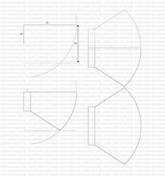 a drawing of the top and bottom part of a round table with four sections on each side