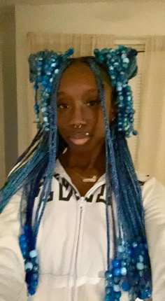 Blue Braided Hair, Blue Braids, Braiding Hair Colors, Hair Braid Patterns, Short Box Braids Hairstyles, Colored Braids, Big Box Braids Hairstyles, Cute Braided Hairstyles, Box Braids Hairstyles For Black Women